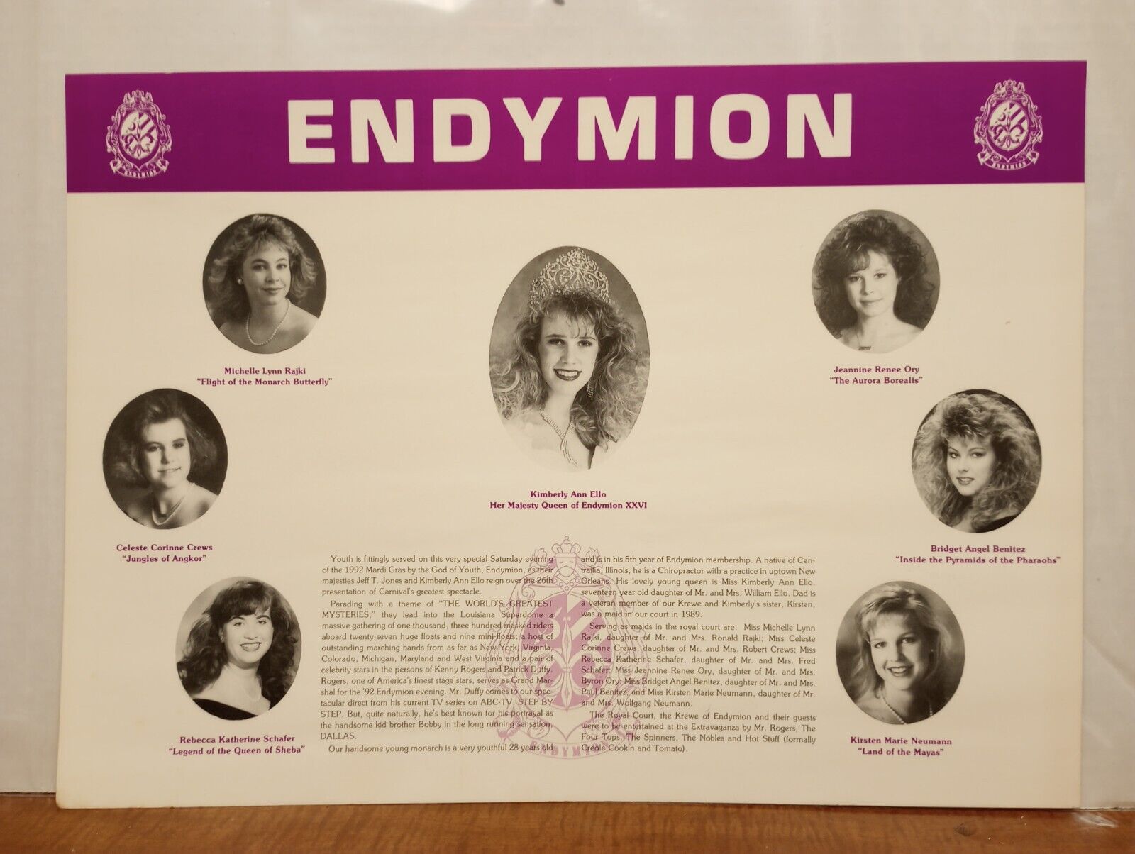 ENDYMION 1992 VINTAGE MARDI-GRAS POSTER , ARTIST FROSICH RAB3118